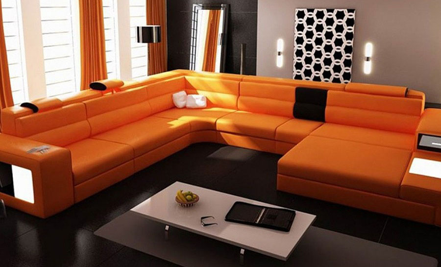 Cara - U - Leather Sofa Lounge Set
